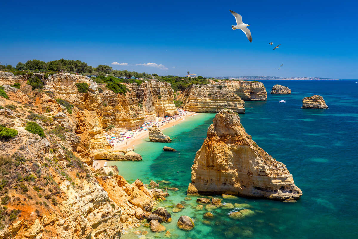 Panoramic View Of A Beach In The Algarve, Southern Portugal